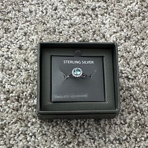 Sterling Silver Simulated Aquamarine Ring